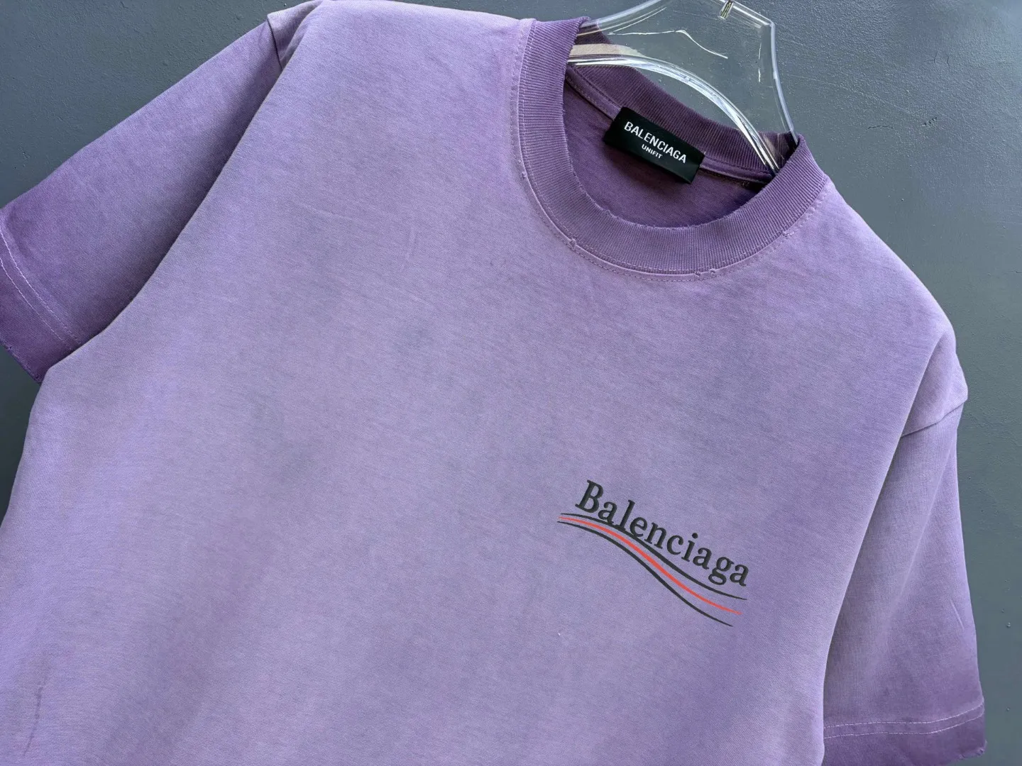 P100✨🔥 [balenciaga] 2026FW short-sleeved T-shirt Premium 26s double yarn 300g fabric, washed and sprayed with old and frayed craftsmanship Color: washed black White rose red gray washed brown washed purple washed gray Size: S M L XL 2XL